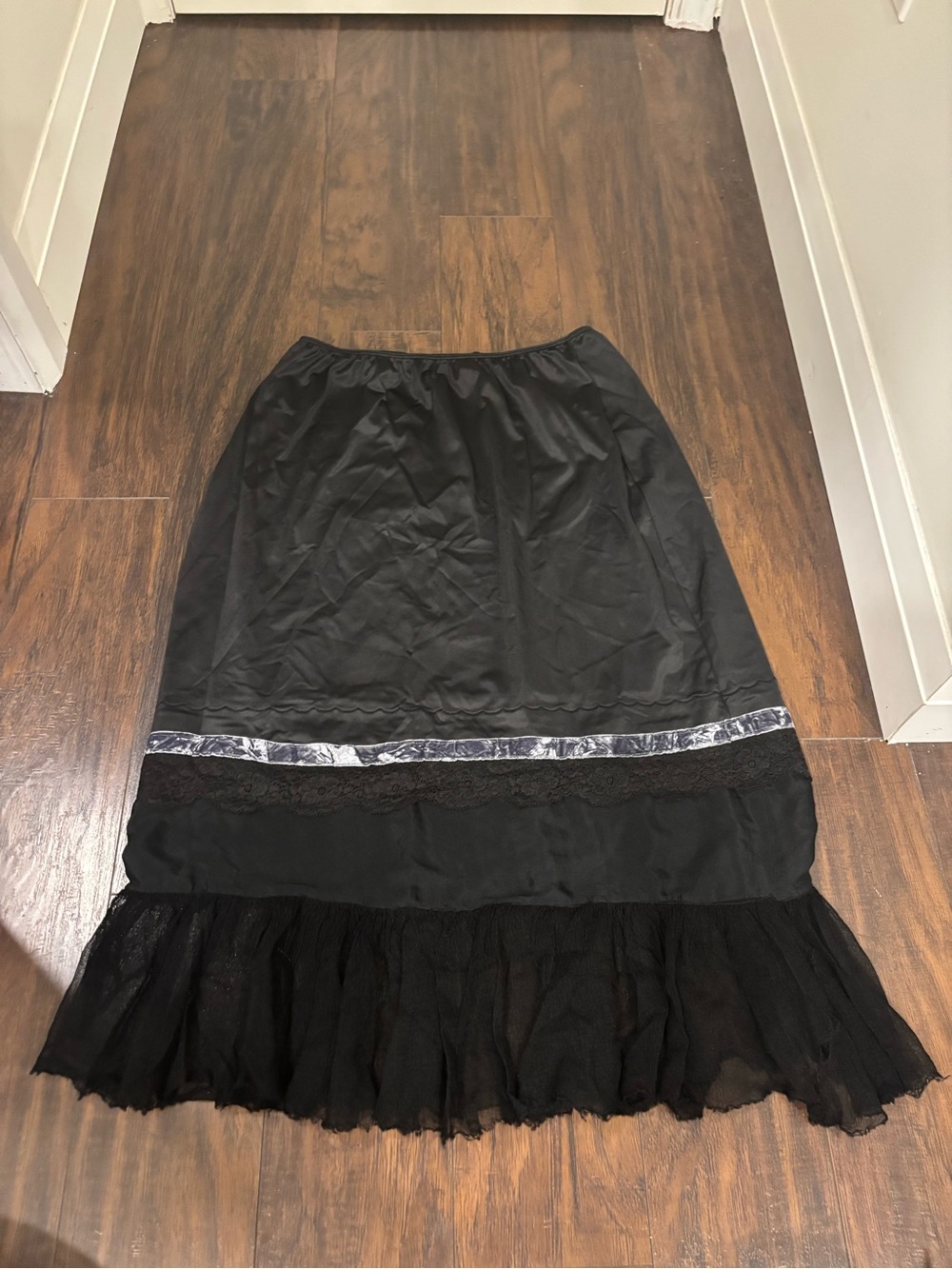 Vintage Sears Slip Skirt with Lace, Tule and Velvet Detailing - Picture 3 of 5